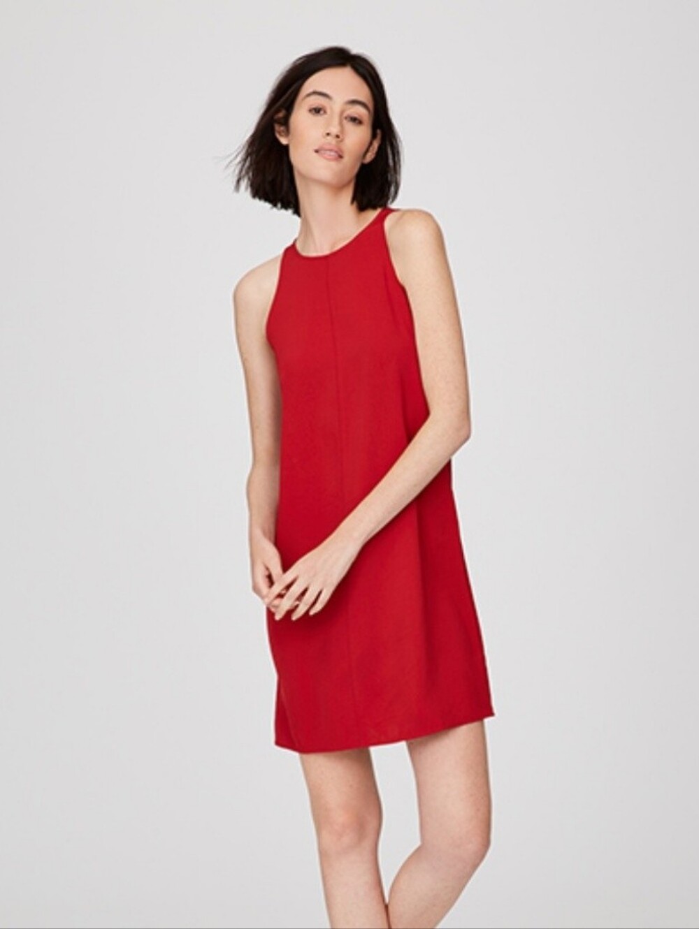 Everlane Japanese GoWeave High Neck Tank Dress red shift women's size 6